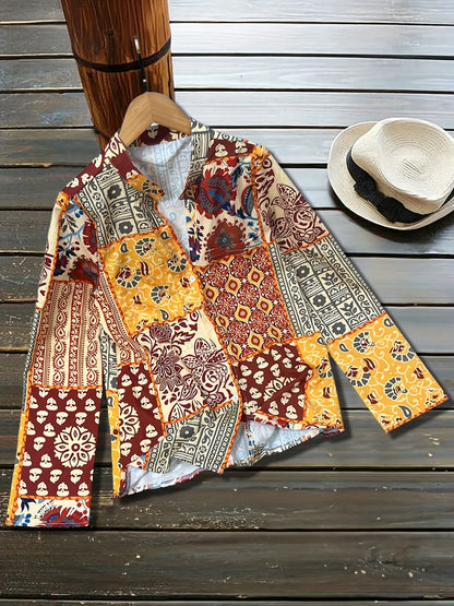 Women's casual western ethnic style commuter long-sleeved shirt