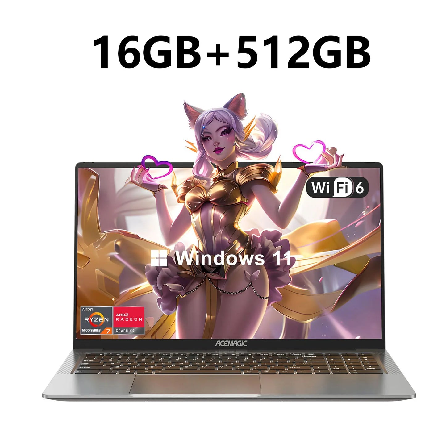 ACEMAGIC Gaming Notebook AMD Ryzen 7 5700U(Beat i7-1265U)Backlit Laptop Keyboard RAM 16GB NVME SSD 512GB 16.1" Full HD 1920x1080