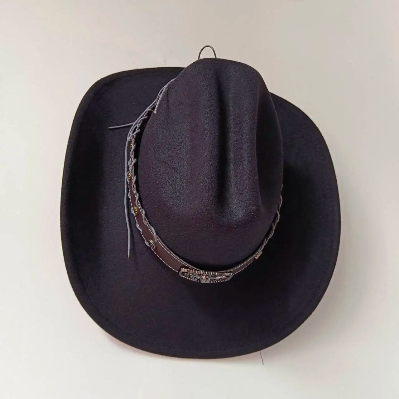 Chapeau de cowboy occidental à large bord pour homme, casquettes d'église Everche, Fascinateur vintage, chapeau de cowgirl jazz, zones bre, nouveau, 9cm