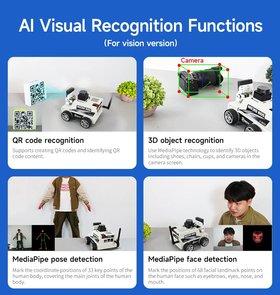 Micro ROS dos Robot Voiture ROS2-Humble PC Machine Virtuelle Système AI Lidar SLAM Cartographie Navigation DIY Kit Électronique