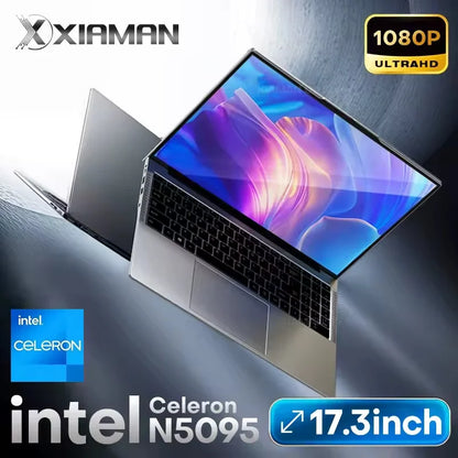 Xiaman 17.3" Gaming Laptop Computer PC Windows 11 Pro Intel Celeron N5095 Laptops Discrete Graphics 16GB RAM 1TB SSD Notebook PC