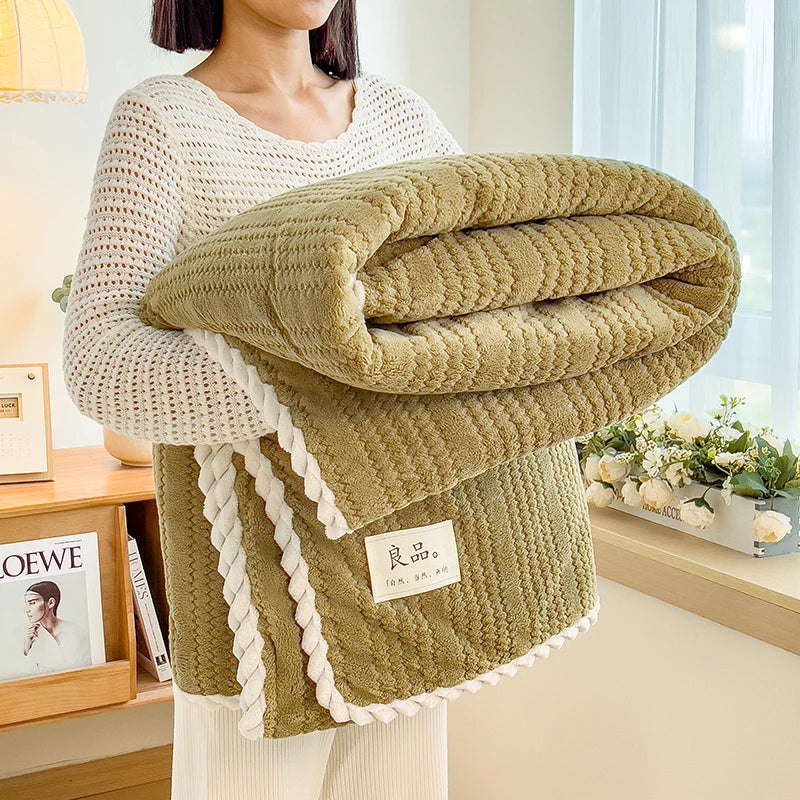 Category A Thickened Jacquard Velvet Autumn Warm Winter Blanket Soft Delicate Warmth Sofa Blankets for Thorw Comfortable Duvet
