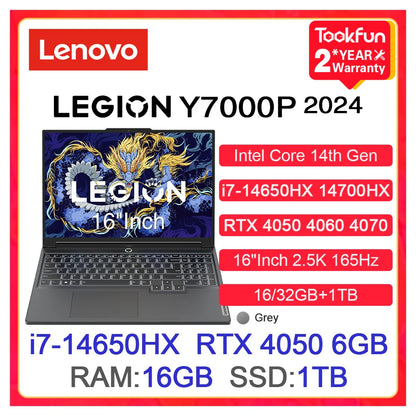 Lenovo Gaming Laptop LEGION Y7000P (5i Gen 9) 2024 Intel i7 14650HX NVIDIA RTX 4050 4060 4070 16"Inch 2.5K Computer PC Notebook