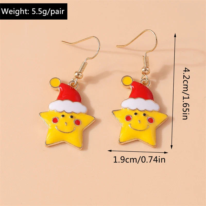 Fashion Merry Christmas Tree Deer Snowflake Santa Claus Drop Earrings for Women Girls New Year Party Festival Jewelry Gifts