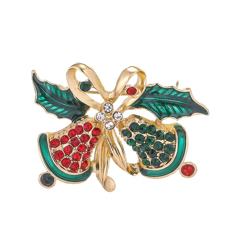 Christmas Brooches for Men and Women, Santa Claus Hat, Gloves, Bells, Socks, Rhinestone Suit, Metal Brooches, Badges, New Year Gift, 2022