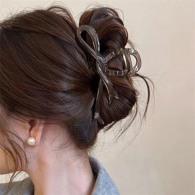 Pinces à cheveux crabe en ruban acrylique de 13 cm, nœud, pinces à cheveux brillantes, accessoires de coiffure, épingles à cheveux, queue de cheval de requin pour femmes