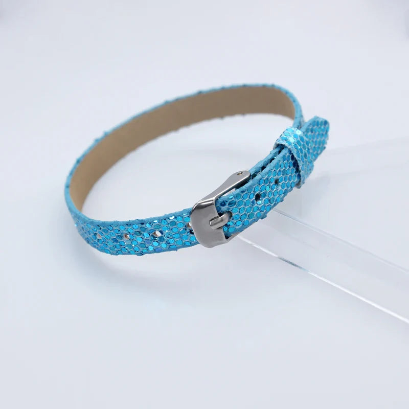 Bracelet à paillettes scintillantes, 8mm de largeur, 21cm de longueur, breloques coulissantes, lettres de l'alphabet, bijoux à bricoler soi-même, cadeau pour femmes et enfants