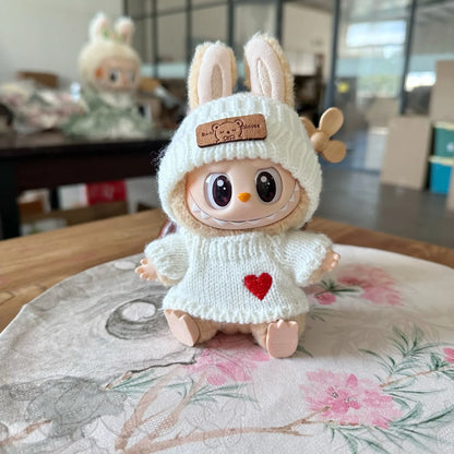 [Clothes only] Second-generation blind box Rabub sitting party doll clothes LABUBU love sweater bear label hat