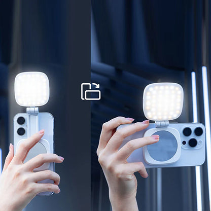 Magnetic Phone Selfie Light Mobile Phone Fill Light with Mirror Folding LED Phone Fill Light Rechargeable for Makeup Photography