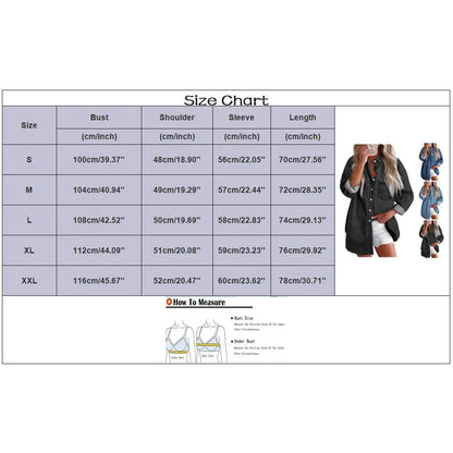 New 2024 Casual Fashionable Denim Shirts Wild Pockets Korean Style Autumn Summer Women'S Blouses Minimalist Lady Tops