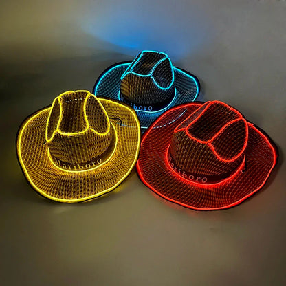 Chapeau de Cowboy nacré, Costume de danse, casquette de Cowgirl scintillante, pour boîte de nuit néon, nouvel arrivage