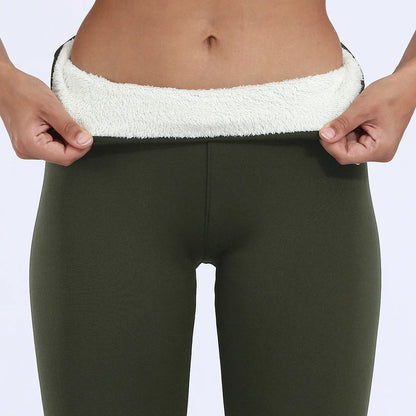 Velours hiver Leggins femmes couleur unie pantalon épais chaud velours taille haute couleur unie extérieur décontracté classique Leggings
