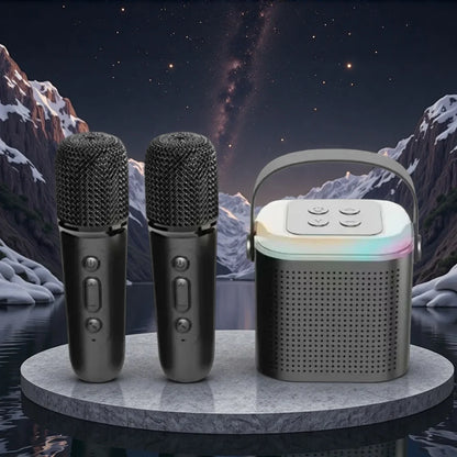 Mini karaoke machine, LED speaker with Bluetooth, suitable for family birthday party, microphone for girls and boys.