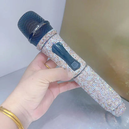 Microphone sans fil professionnel à strass scintillants, fréquence UHF réglable en métal pour spectacle Paryt, enseignement, haut-parleur de mariage