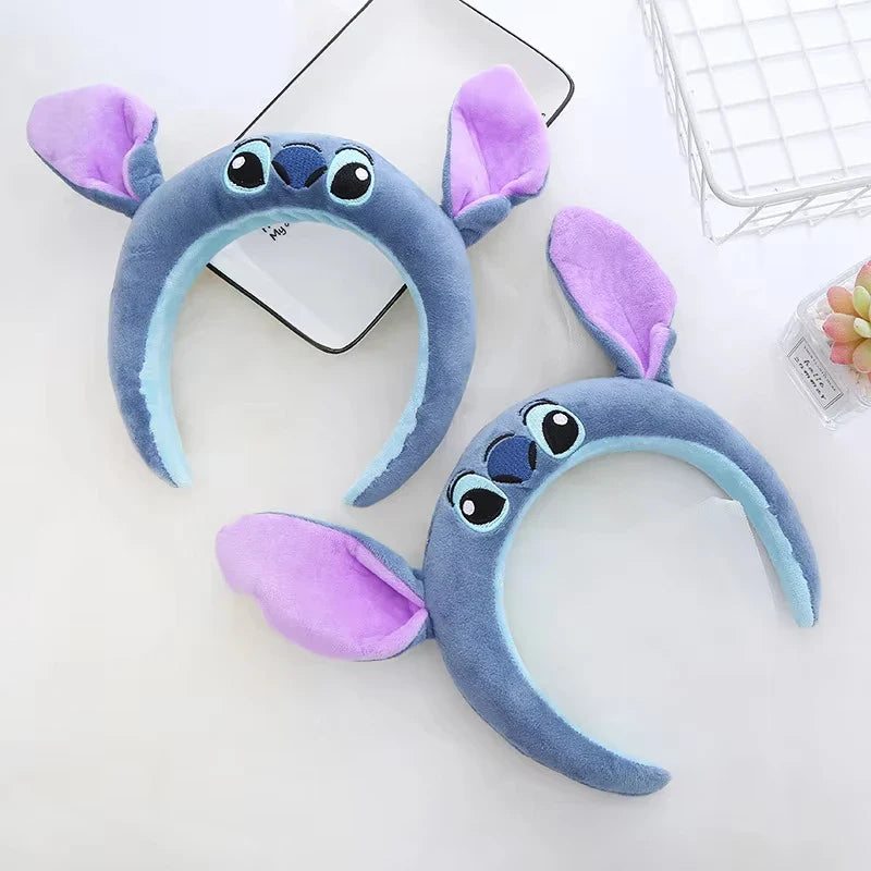 Serre-tête Stitch, dessin animé, mignon, antidérapant, pour le lavage du visage, soin de la peau, bandeau doux, accessoire de cheveux amusant pour fête, cadeau pour fille.