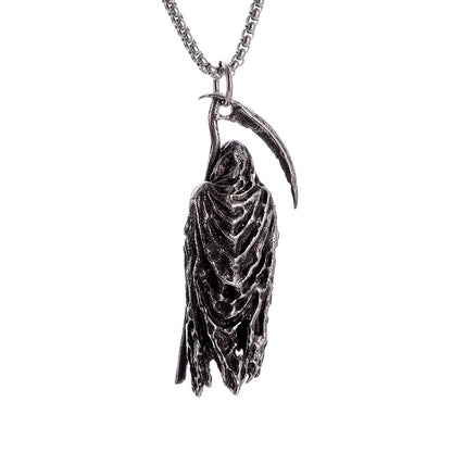 Hell Death Scythe Necklace Pendant Gothic Mysterious Devil Necklace Men's Personality Punk Retro Halloween Trend Jewelry