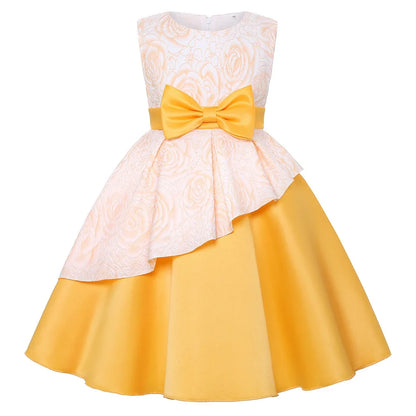 Robe de soirée pour fille - Robe de danse élégante de style princesse à fleurs - Robe de fête d'anniversaire, robe de mariée, robe de demoiselle d'honneur
