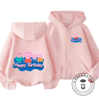 Sweat à capuche zippé Peppa Pig pour enfants, style dessin animé, pour garçons et filles de 3 à 14 ans
