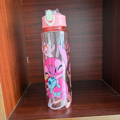 Stitch Large Plastic Tumbler With Lid Straw And Carry Cord Leakproof Lock Design For School Travel Sports Gift