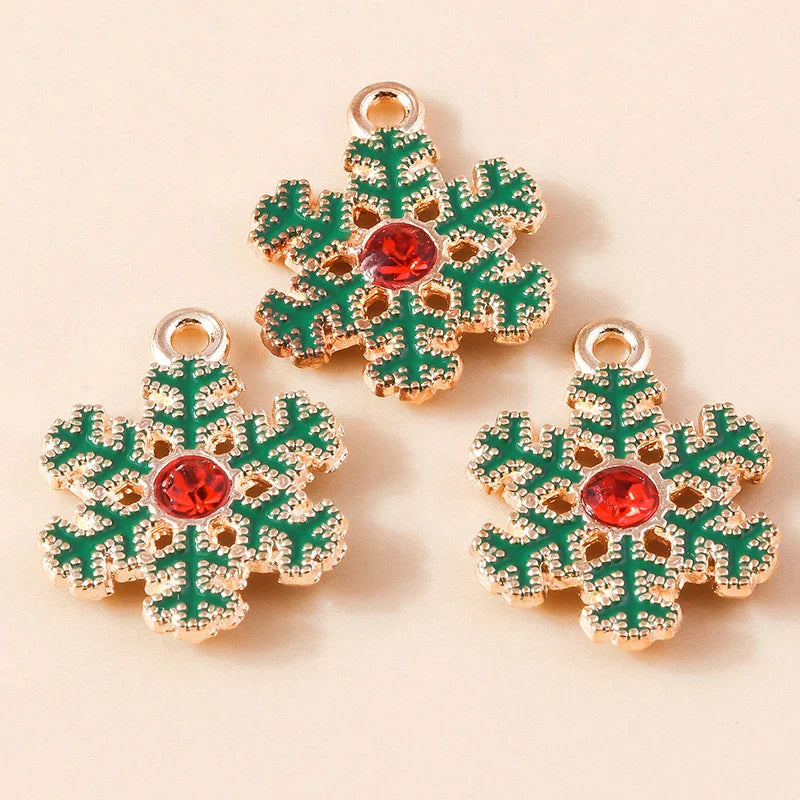 Leslie-Breloques de Noël en émail, arbre flocon de neige, chaussette, cerf, bonhomme de neige, bijoux de bricolage, cadeaux de Noël et du Nouvel An, 10 pièces