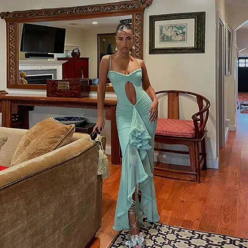 Avrilyaan Hollow Out Split Sexy Dress Women Irregular Elegant Evening Party Long Dresses Backless Bodycon Summer Dress Vestidos