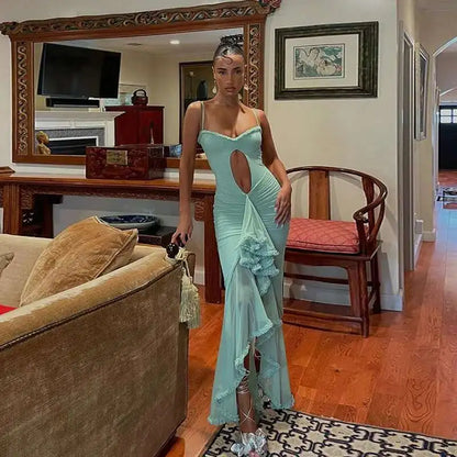 Avrilyaan Hollow Out Split Sexy Dress Women Irregular Elegant Evening Party Long Dresses Backless Bodycon Summer Dress Vestidos