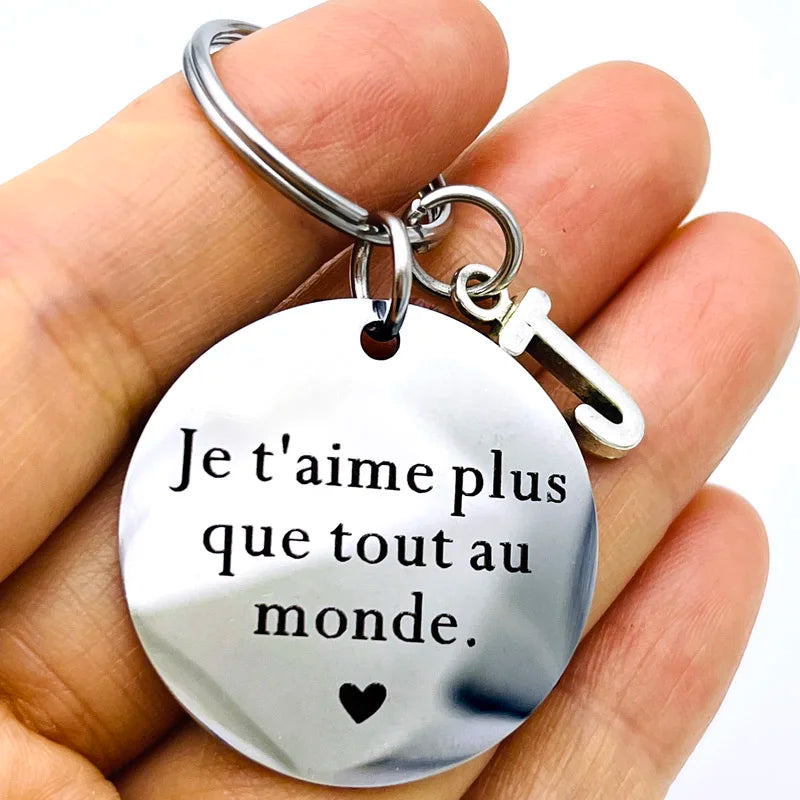 Porte-clés de Couple français Je T'aime Plus Que Tout Au Monde, cadeaux pour petit ami et petite amie, cadeau de Couple pour mari, cadeau de saint valentin