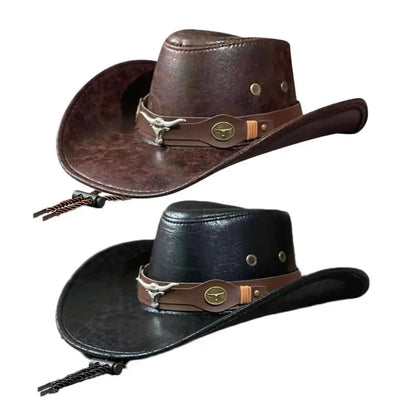 Men's and Women's Classic Retro Western Cowboy Hat, Men's and Women's Rivet Jazz Cap, Summer and Autumn Visors, Party Cosplay Hat