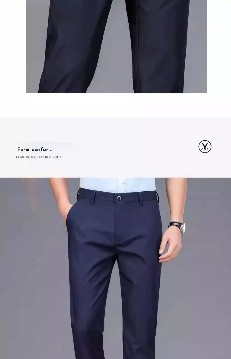 TRAF Autumn And Winter Thick Men's Fashion Comfortable Casual Long Pants Four-Sided Elastic Pants Loose Straight Leg Suit Pants