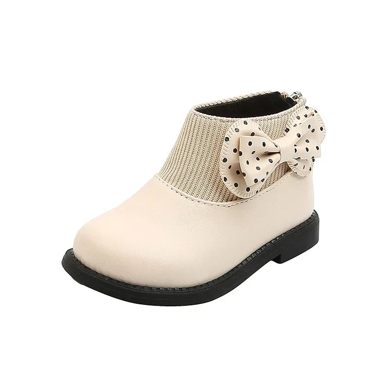 Enfants bottes courtes filles chaussures automne hiver chaud tricoté enfants bottes princesse doux arc enfant en bas âge filles bottes chaussures enfant H11071