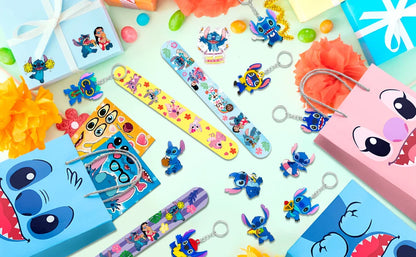 Stitch Birthday Party Favors,110 Pcs Stitchs Party Favors Set-Stitch Favor Bags,Keychains Slap Bracelets etc Stitch Themed Party