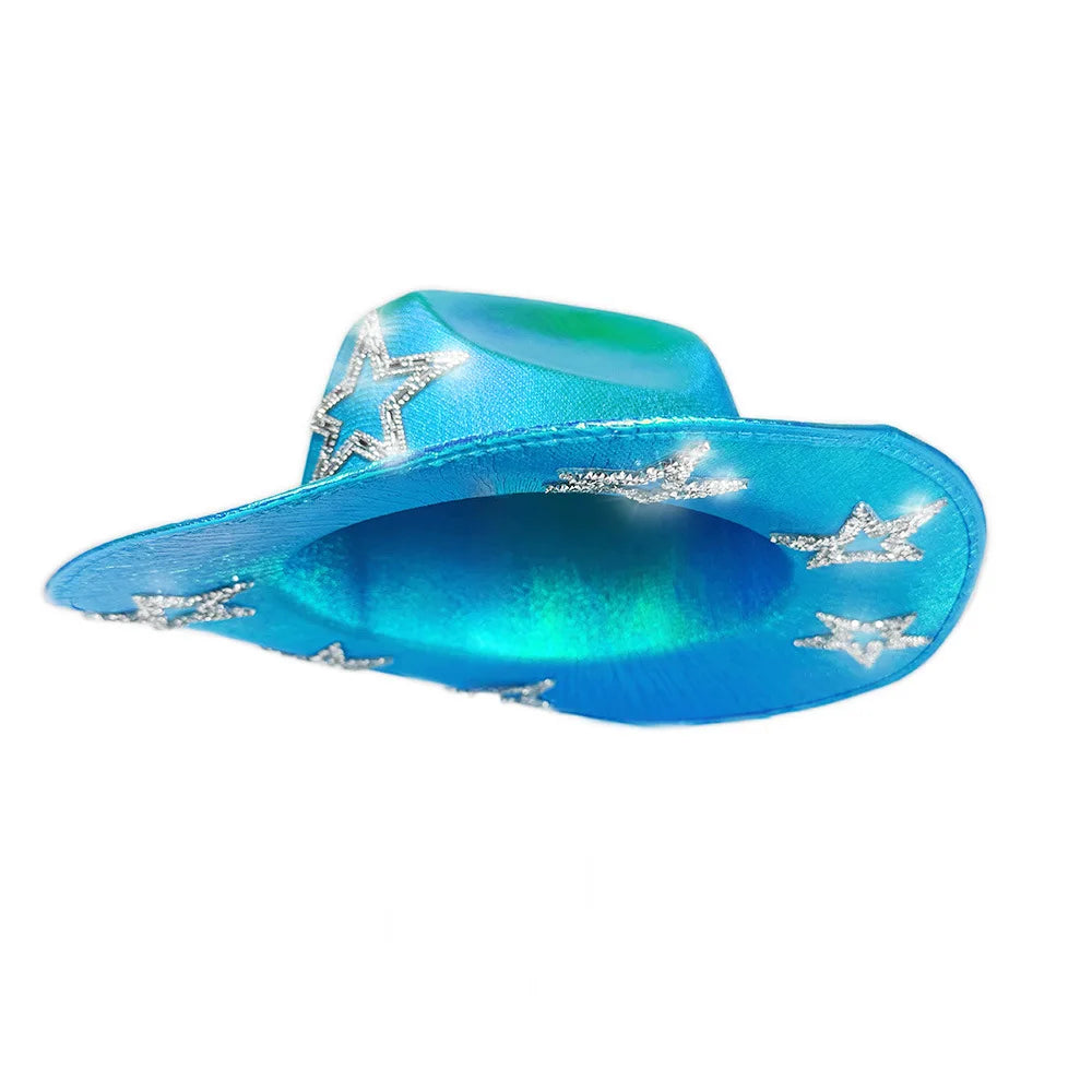 Chapeau de Cowboy occidental rose pour filles, chapeau de Cowgirl avec étoile en cristal Super brillant, chapeau melon pour mariage, carnaval, fête de Festival