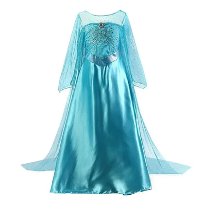 Elsa Dresses for Girls Princess Party Elsa Costume Snow Queen 2 Cosplay Elza Vestidos Hair Accessory Set Halloween Girls Clothes