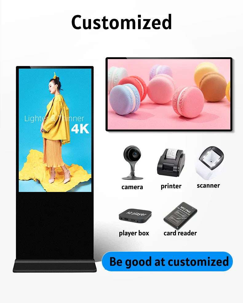 21.5 32 43 pouces centre commercial Android écran tactile interactif affichage de signalisation numérique support de sol Lcd kiosque d'auto-service