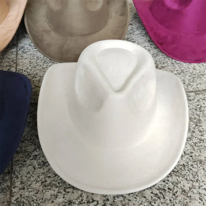 Classic Suede Leather 7.5CM Western Cowboy Women's Fedora Hat Men's Church Jazz Hat Fashion Travel Party Hat Denim Hat 2025