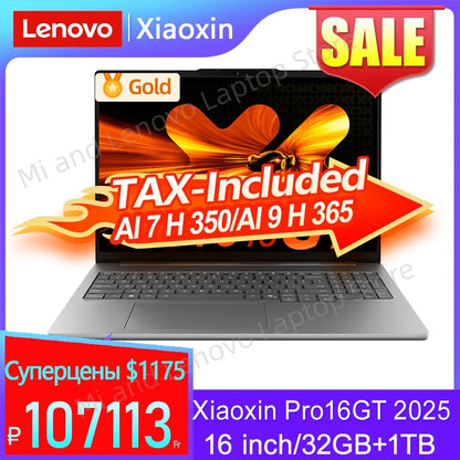 Lenovo Xiaoxin Pro 16 2025 GT AI 7 H 350/AI 9 H 365 16 pouces 32 Go 1 To 2.8K 120Hz OLED Gris