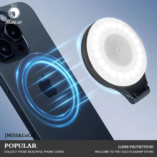 Lampe LED magnétique de poche pour Selfie, compatible iPhone, iPad, téléphone portable, ordinateur portable, pour flash, vidéo, photo, éclairage de photographie