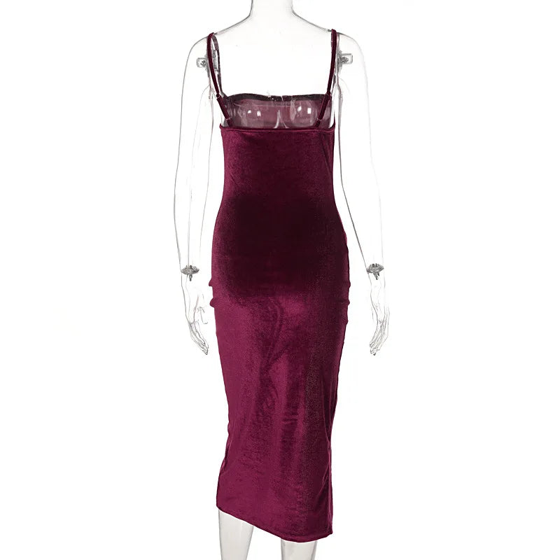 Ele Sexy Women's Spring 2024 Faionable Slim Fit Split Strapl Dr Polyester Fiber mid Waist Gown for Babies