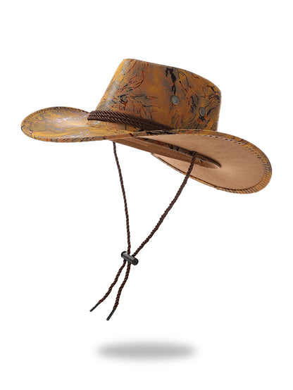 Nouveau chapeau de cowboy occidental vintage pour homme, dame gentleman, cow-girl, avec bord large en cuir, cloche, chapeau d'église, Sombrero Hombre