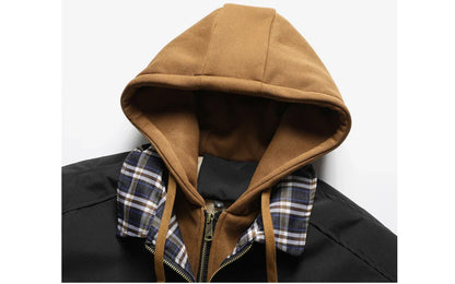 Autumn Winter Men's Warm Bomber Jacket Outdoor Man Thick Windbreaker Hiking Hooded Coats Men Thermal Sports Zipper Parkas Jacket