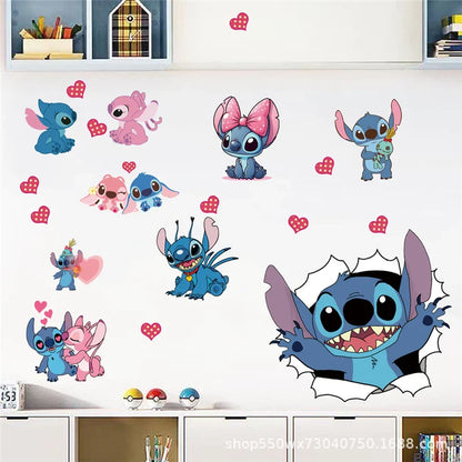 Cartoon Lilo & Stitch Movie Wall Stickers For Kid's Room Kindergarten Living Room Wall Decoration Animated Poster  Art Mural