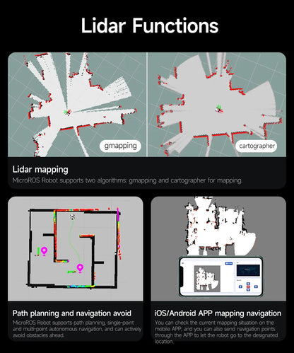 Micro ROS dos Robot Voiture ROS2-Humble PC Machine Virtuelle Système AI Lidar SLAM Cartographie Navigation DIY Kit Électronique