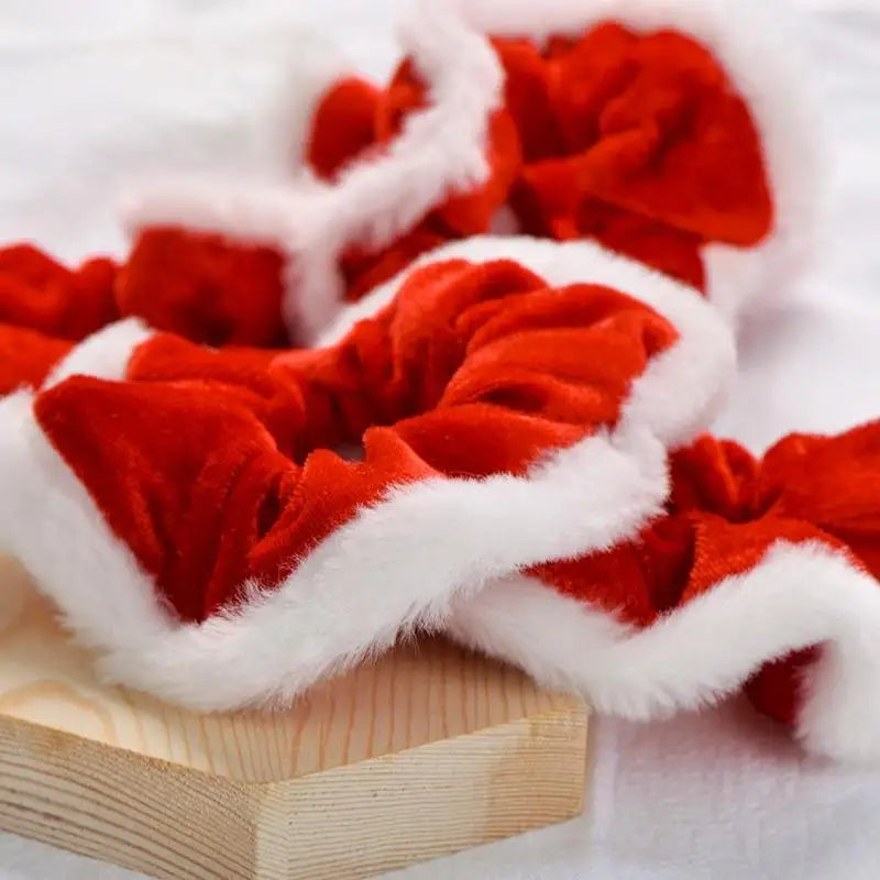 1Pcs Christmas Scrunchies For Women Girls Elastic Hair Rubber Fashion Christmas Ornaments Hair Ring Velvet Ponytail Holder