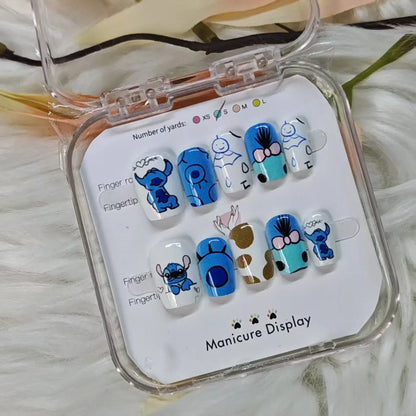 Stitchou Fake Nails Cute Stitchou Press on Nails Easy To Wear Manicure Kids & Adults Fun Colorful Perfect for Daily & Party Looks