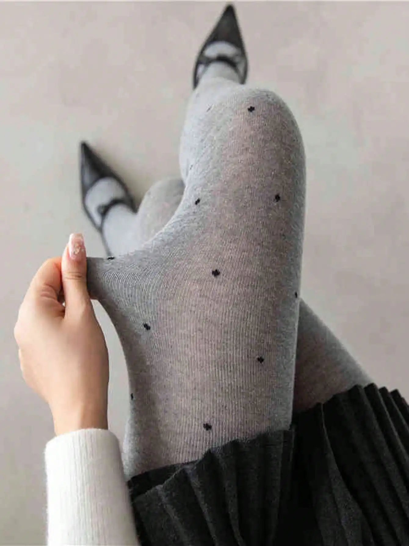 Leggings imprimés à pois pour femmes, 100 grammes, Leggings péplum en velours fin bordeaux, automne et hiver, printemps et automne