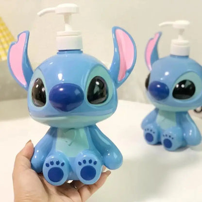Stitch Sitting Position Lotion Bottle Refillable Pump Container for Shampoo Body Wash Cute Cartoon Travel Dispenser Bathroom Use