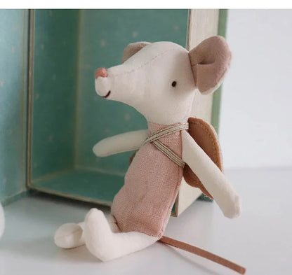 12 cm Mini ange souris dans le livre cadeau de noël nouvel an fait à la main mignon petite fée souris jouet avec nuage boîte-cadeau coton couture poupée