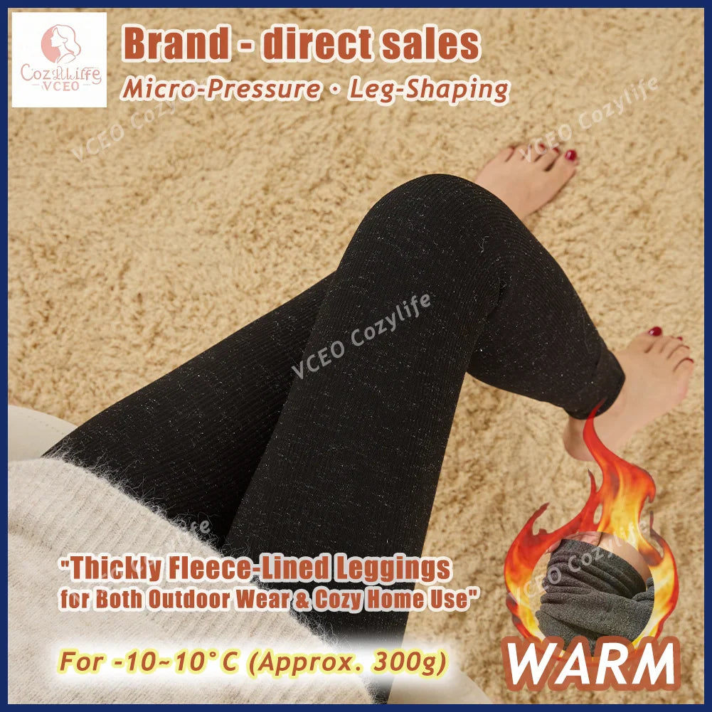 Winter Warm Fleece Lined Leggings Thickened Lounge Pants Extra Warm Heavyweight 300g Plush Fleece Thermal Leggings for Women