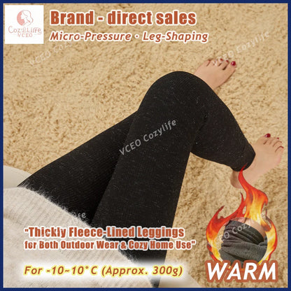 Winter Warm Fleece Lined Leggings Thickened Lounge Pants Extra Warm Heavyweight 300g Plush Fleece Thermal Leggings for Women