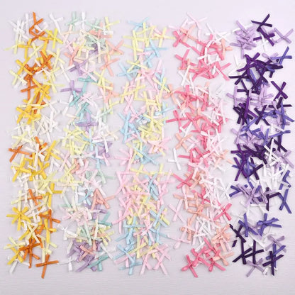 100 mini-nœuds en ruban, fleurs en satin, nœuds à faire soi-même, embellissements pour l'artisanat, accessoires pour l'artisanat, fournitures de décoration de Noël